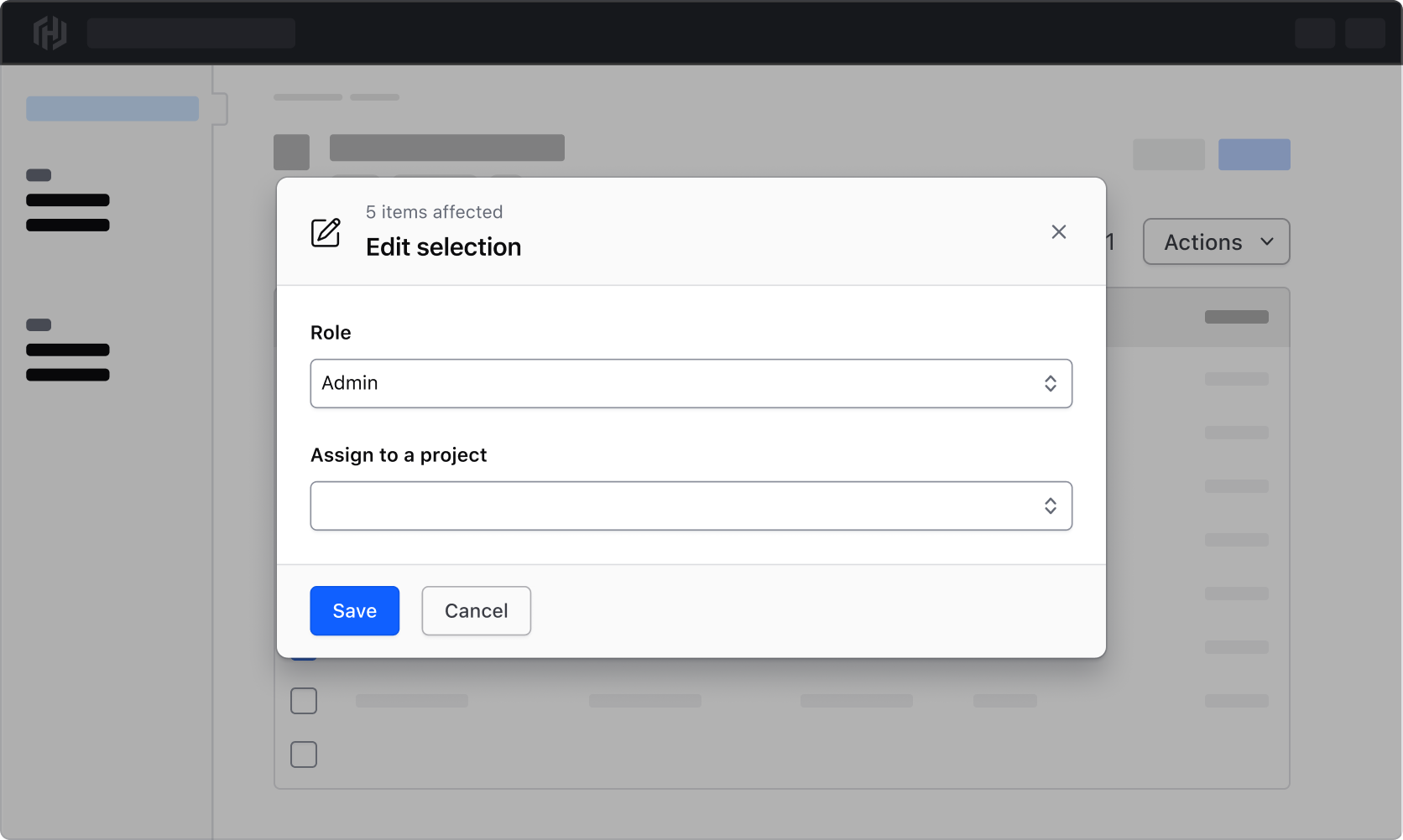 Editing results in a Modal